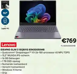 CompuDeals Lenovo Ideapad slim 3 15Q8X10 83N30050MB aanbieding