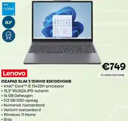 CompuDeals Lenovo Ideapad slim 3 15IRH10 83K100VGMB aanbieding