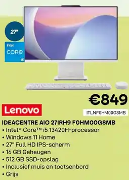 CompuDeals Lenovo Ideacentre aio 27IRH9 FOHMOOG8MB aanbieding