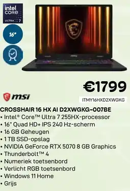 CompuDeals Msi Crosshair 16 HX AI D2XWGKG-007BE aanbieding