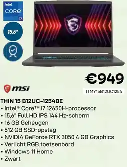 CompuDeals Msi Thin 15 B12UC-1254BE aanbieding