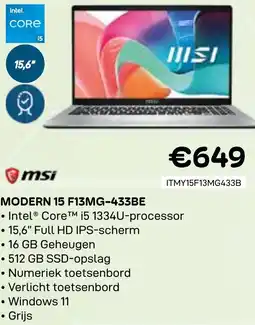 CompuDeals Msi Modern 15 F13MG-433BE aanbieding