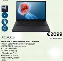 CompuDeals Asus Zenbook duo 14 UX8406CA-PZ032W-BE aanbieding
