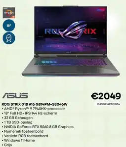 CompuDeals Asus ROG STRIX G18 A16 G814PM-S8046W aanbieding