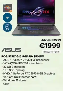 CompuDeals Asus rog strix g16 g614fp-s5017w aanbieding