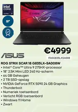 CompuDeals Asus rog strix scar 18 g835lx-sa008w • aanbieding