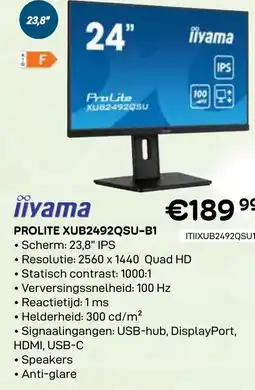 CompuDeals Iiyama prolite xub2492qsu-b1 aanbieding