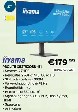 CompuDeals Iiyama PROLITE XB2793QSU-B1 aanbieding
