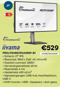 CompuDeals Iiyama prolitehb2701uhsnp-b1 aanbieding