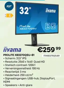 CompuDeals Iiyama prolite xb3270qsu-b1 aanbieding
