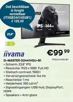 CompuDeals Iiyama g-master g2441hsu-b1 aanbieding