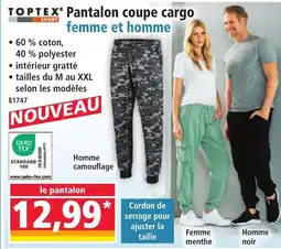 Norma Toptex pantalon coupe cargo femme et homme aanbieding