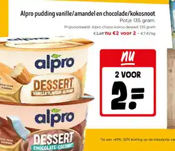 Jumbo Alpro pudding vanille/amandel en chocolade/kokosnoot aanbieding
