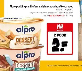 Alpro pudding vanille/amandel en chocolade/kokosnoot