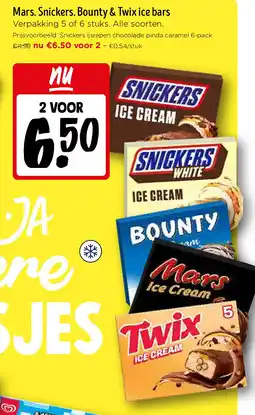 Jumbo Mars. Snickers. Bounty & Twix ice bars aanbieding