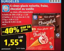 Norma 6 cônes glacés noisette, fraise, chocolat ou vanille aanbieding