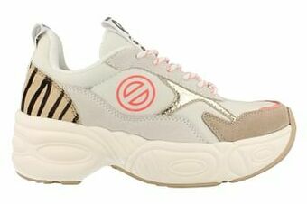 Berca Shoes No Name Veterschoen Dames Nitro Jogger Trend Dierenprint Fluo Chunky - Wit aanbieding