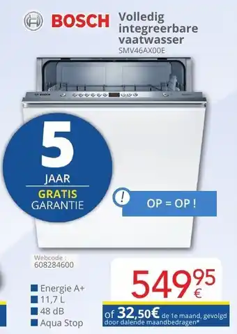 Eldi Bosch Volledig integreerbare vaatwasser aanbieding