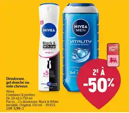 Delhaize Nivea Déodorant, Gel Douche ou Soin Cheveux aanbieding