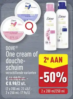 ALDI Dove one cream of douche schuim aanbieding