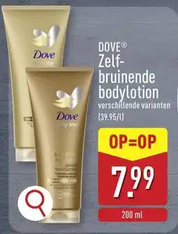 ALDI Dove zelf bruinende bodylotion aanbieding