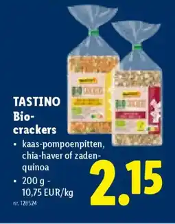 Lidl Tastino bio crackers aanbieding