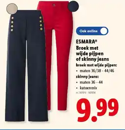 Lidl Esmara broek met wijde pijpen of skinny jeans aanbieding