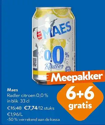 Maes Radler citroen 0,0 % in blik 33 cl