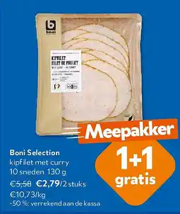 OKay Boni Selection kipfilet met curry 10 sneden 130 g aanbieding