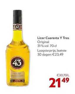 OKay Licor Cuarenta Y Tres Original 31 % vol 70 cl aanbieding