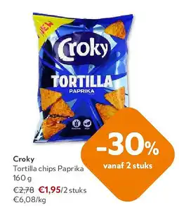 OKay Croky Tortilla chips Paprika 160 g aanbieding