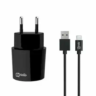BeHello Oplader met USB-C oplaadkabel 2.1A Zwart