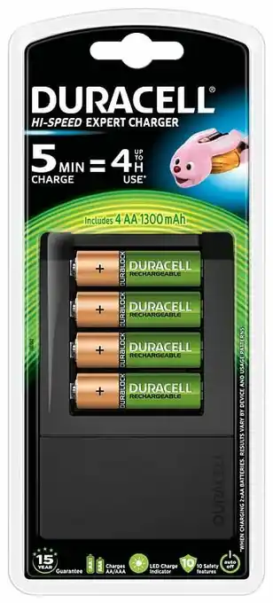 Duracell Hi-Speed Lader + 4 AA Batterijen