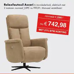 Woonsquare Relaxfauteuil Ascari aanbieding