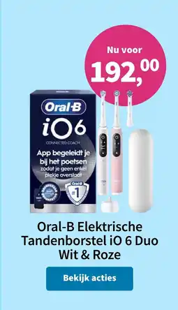 Plein.nl Oral-B Elektrische Tandenborstel iO 6 Duo Wit & Roze aanbieding