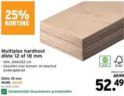 GAMMA Multiplex hardhout dikte 12 aanbieding