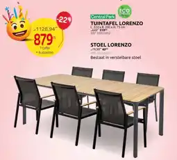 Brico Central Park Tuintafel lorenzo + stoel lorenzo aanbieding