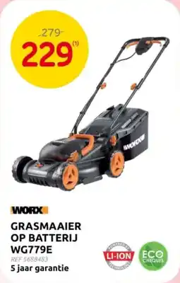Brico Worx Grasmaaier op batterij WG779E aanbieding