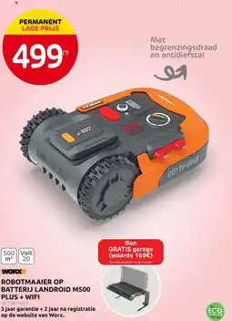 Brico Worx Robotmaaier op batterij landroid M500 plus + wifi aanbieding
