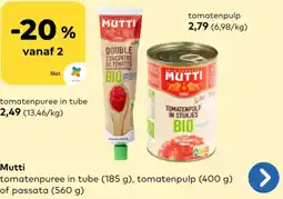 Bio Planet Mutti tomatenpuree in tube aanbieding