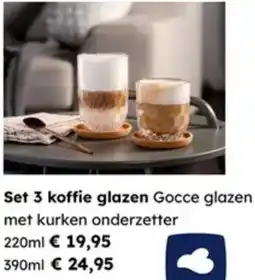 Multi bazar Set 3 koffie glazen Gocce glazen aanbieding