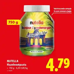 Lidl Nutella hazelnootpasta aanbieding