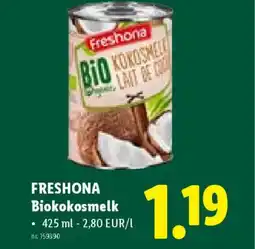 Lidl Freshona biokokosmelk aanbieding
