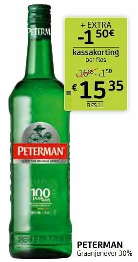 BelBev Peterman graanjenever 30% aanbieding