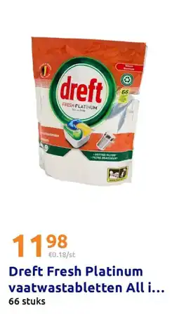Action Dreft Fresh Platinum vaatwastabletten All in One aanbieding