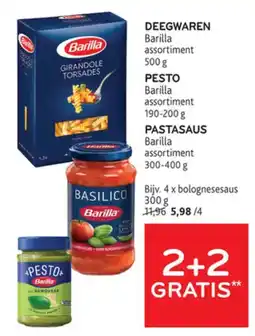 Alvo Deegwaren, pesto of pastasaus Barilla aanbieding