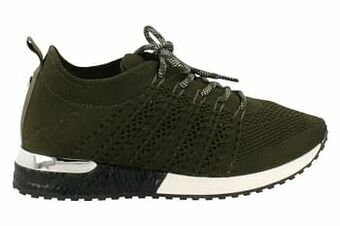 Berca Shoes La Strada Sneaker Laag Dames Trend Mesh - Kaki aanbieding
