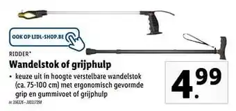 Ridder Wandelstok of grijphulp ca. 75-100 cm