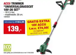 Hubo Bosch Accu Trimmer "Universalgrasscut 18V-26 Set" aanbieding