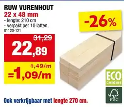 Hubo Ruw Vurenhout aanbieding